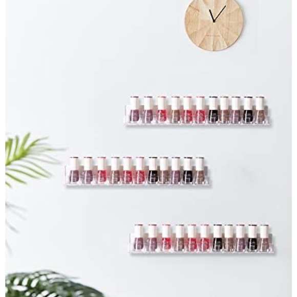 Three Nail Polish Clear/Opaque Acrylic Shelves Acrylic Wall Holder Organizer - Picture 1 of 9